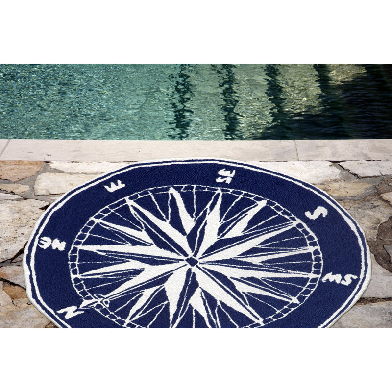 Breakwater Bay Walton Compass Navy Indoor/Outdoor Area Rug & Reviews